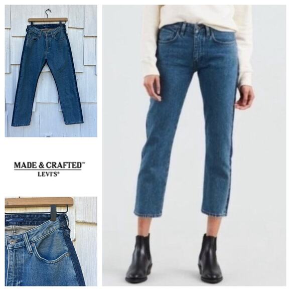 Levi’s‎ Made & Crafted Slim Crop Jeans Cotton Blue Two Tone Denim Size 25 - Picture 1 of 10